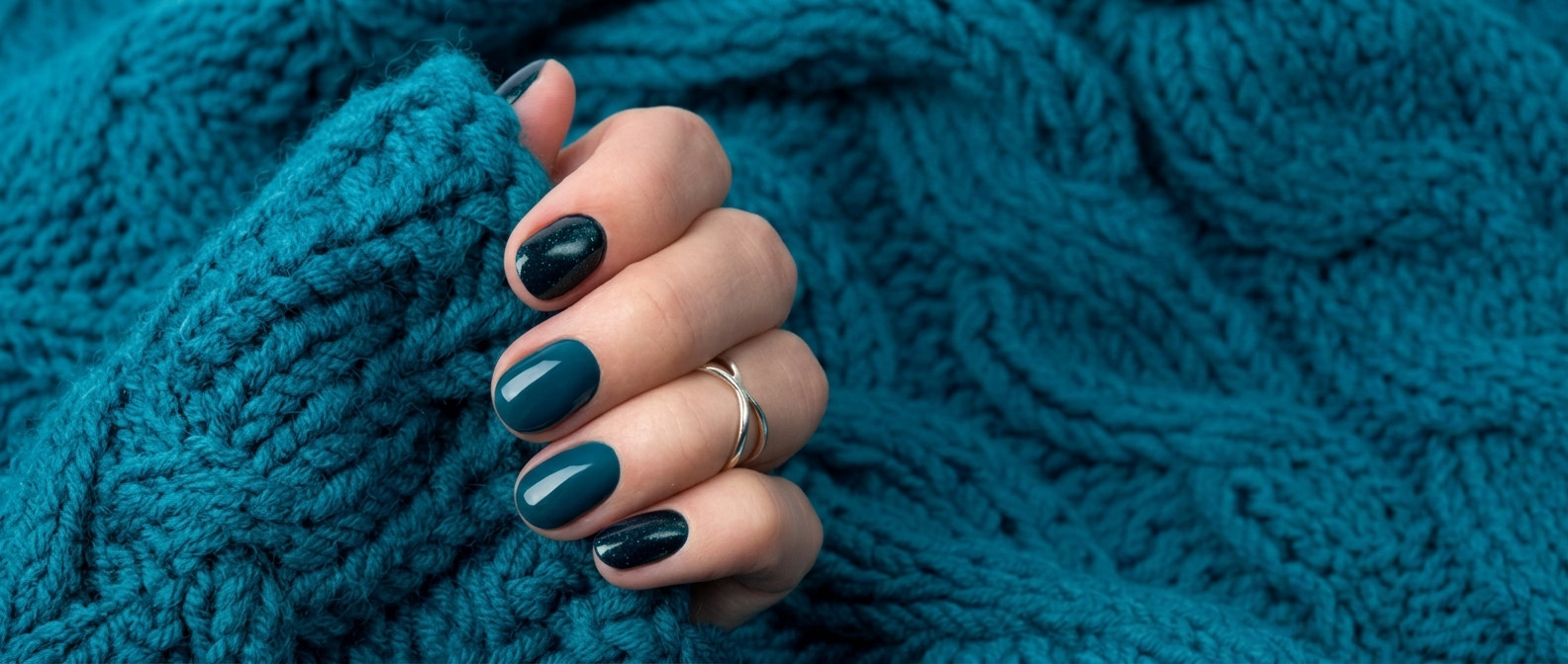 Manicure con smalto semipermanente blu a Sainte-Maxime, Summer's Beauty
